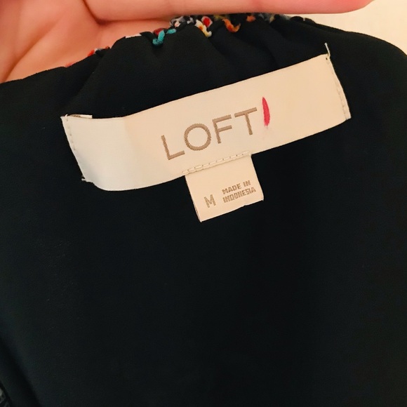 LOFT Midi Floral Peasant Boho 3-Season Flowy Black Floral Dress (MED) LIKE NEW! - Picture 6 of 7